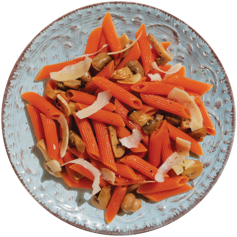 Red Lentil Penne With Mushrooms and Garlic